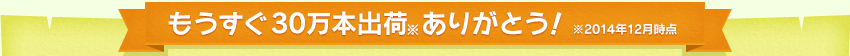 もうすぐ30万本出荷※ありがとう！※2014年12月時点