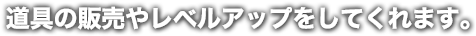 道具の販売やレベルアップをしてくれます。